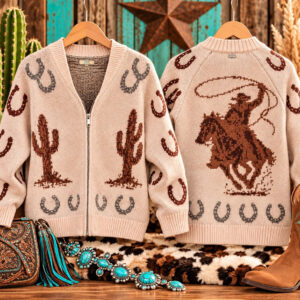 Western Knitted Sweater - Olive