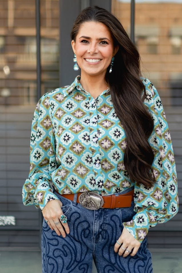 Turquoise Medallion Blouse