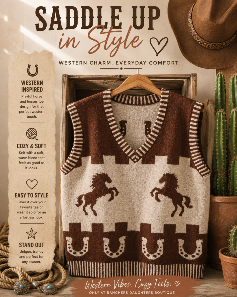 Western Horse Knit Vest