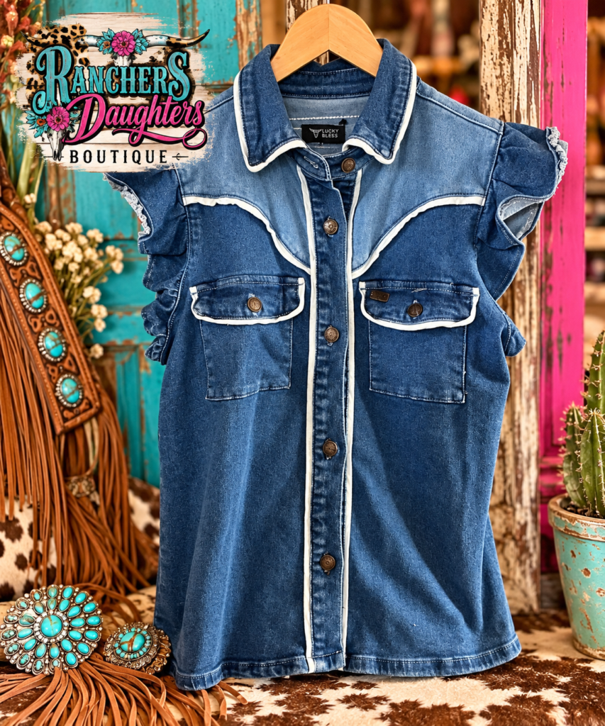 Denim Darling Ruffle Sleeve Top