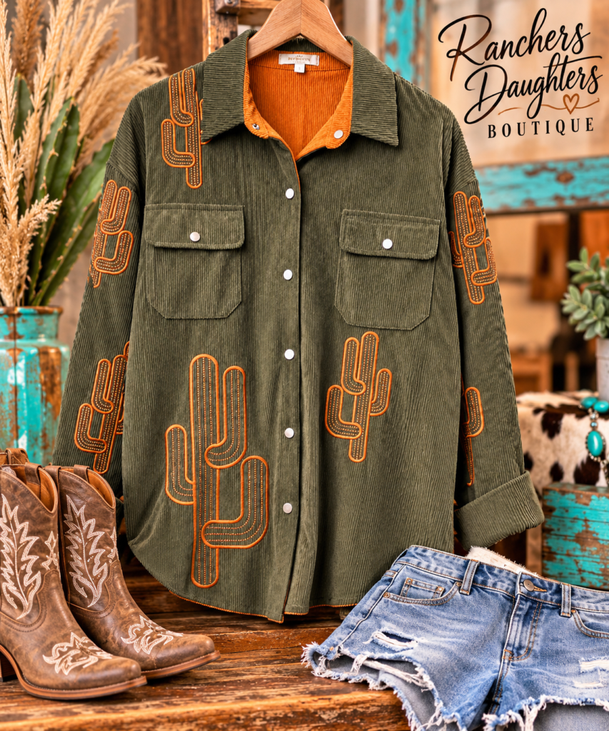 Desert Cactus Embroidered Reversible Jacket