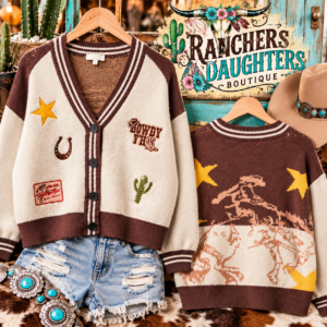 Western Patch Motif Knit Cardigan