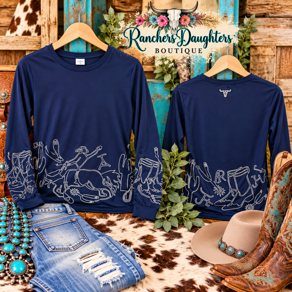 Rhinestone Pressed Detail Long Sleeve Shirt