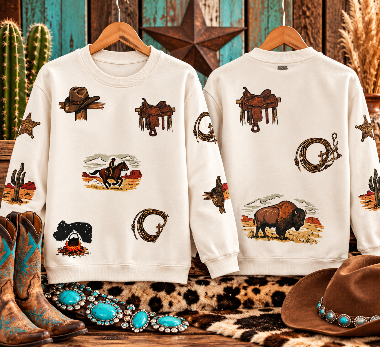 Western Print Sweatshirt