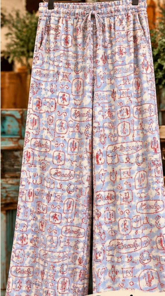 Fleece Crop Lounge Pant with Western Gingham Print