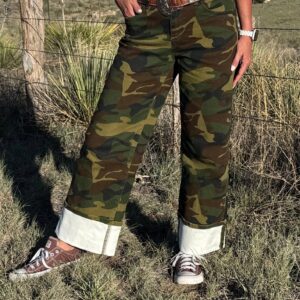 Camo Wide Leg Jeans with Cuff