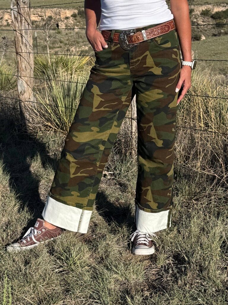 Camo Wide Leg Jeans with Cuff