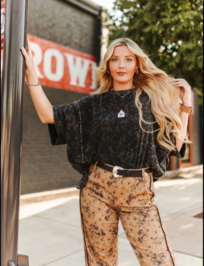 Black Mineral Wash Oversized Boyfriend Tee