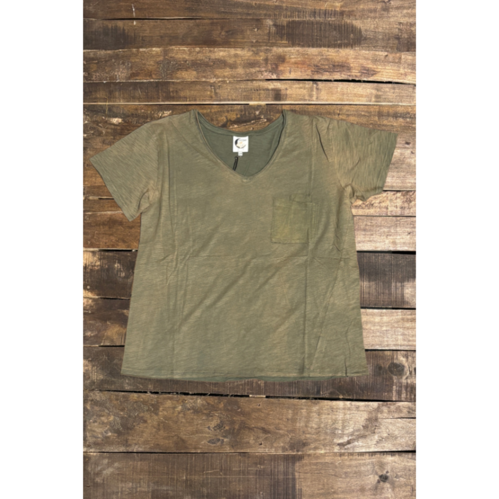 V Neck Tee Vintage Moss