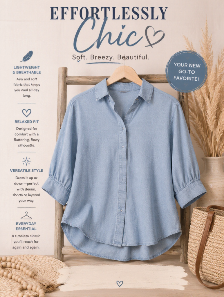 Washed Chambray Stripe Top